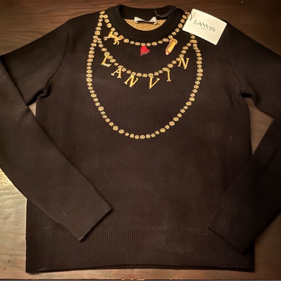 Lanvin necklace-motif knitted jumper in black. Brand new with tags - Picture 1 of 8